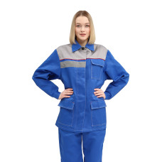 Костюм женский "УДАРНИК" куртка/брюки, цвет: василек/св.серый