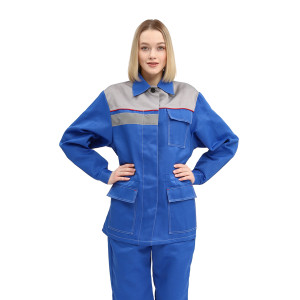 Костюм женский "УДАРНИК" куртка/брюки, цвет: василек/св.серый