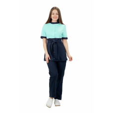Костюм медицинский женский т.-синий/мята "Мария", тиси РАСПРОДАЖА 20%