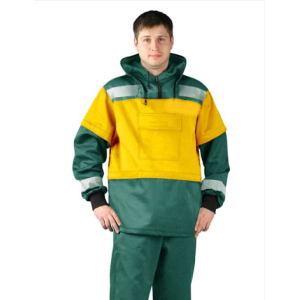 Костюм туристическийПРТНЦФ с сеткой, цвет: зеленый/желтый, ткань: Грета Костюм туристическийПРТНЦФ с сеткой, цвет: зеленый/желтый, ткань: Грета