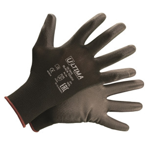 Перчатки BLACK TOUCHнейлоновые с полиуретановым покрытием, черные ULT615 (кор240 пары/ уп12 пар)