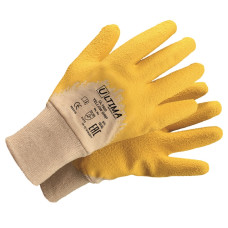 Перчатки YELLOW GRIP трикотажные хбс латексным ребристым покрытием ULT600 (кор144 пары/ уп 12 пар)